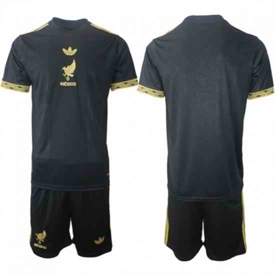 Men Mexico Blank Black Gold 25 26 Soccer Jersey Suit